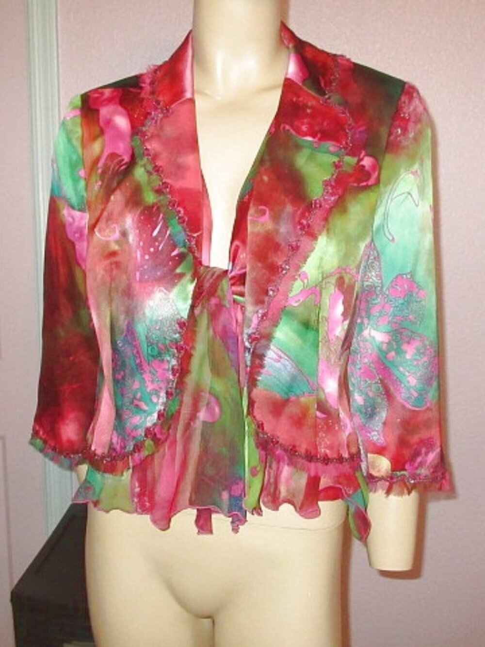 Alberto Makali Silk Jacket Blazer 6 Sequin Baroque Luxury Dark Floral Artsy Boho